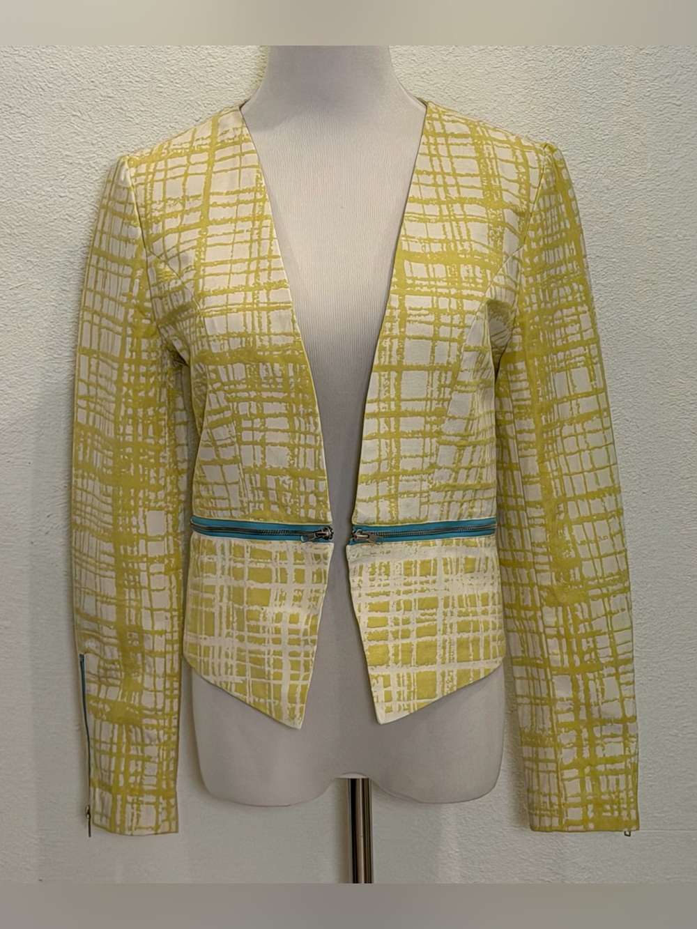 NEW‎ Walter Baker Marlon Jacket Medium Lime Convertible Zip Off Cropped Blazer